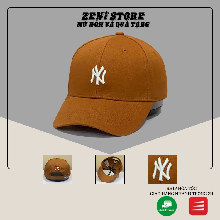 Mũ lưỡi trai Màu nâu MLB thêu logo chữ NY siêu HOT,nón kết lưỡi trai phong cách Hàn quốc logo chữ NY, hàng xuất dư.