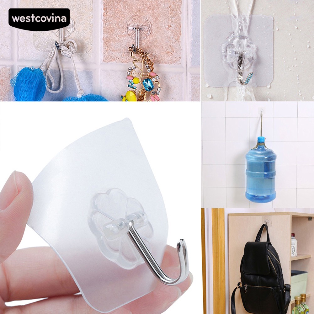 Bộ 6 Móc Treo Đồ Dán Tường Trong Suốt Hình Hoa Xinh Xắn