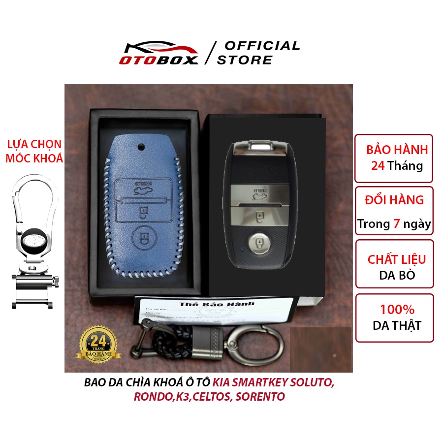 Bao da chìa khoá ô tô smartkey kia seltos, cerato, soluto, rio, ronda bọc chìa khoá ô tô da cao cấp bảo vệ chống xước