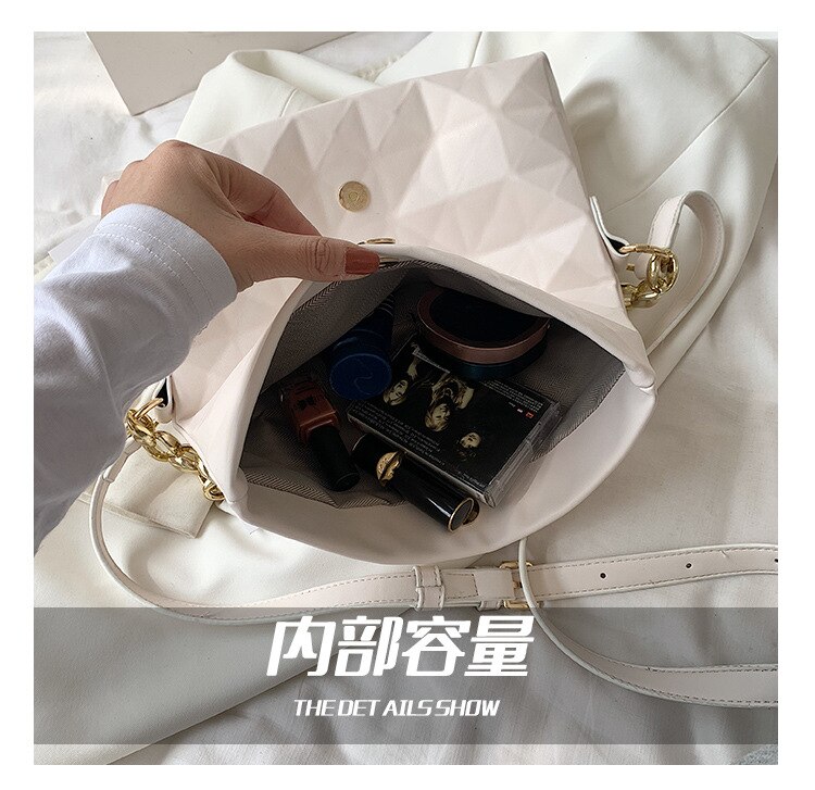 Túi đeo vai JASMIN NOIR da PU cỡ nhỏ phối dây xích thời trang cho bạn gái