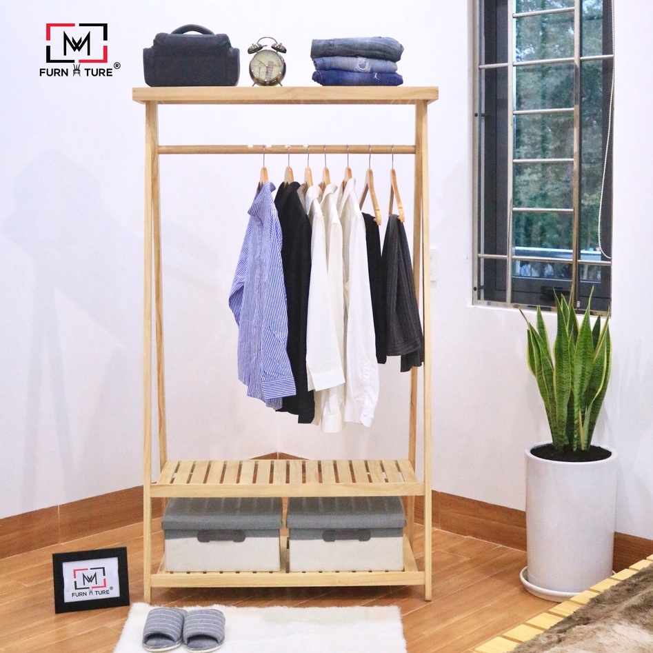 Giá treo quần áo 3 tầng gỗ lắp ráp đa năng A hanger mushroom thương hiệu MW FURNITURE - Nội thất căn hộ