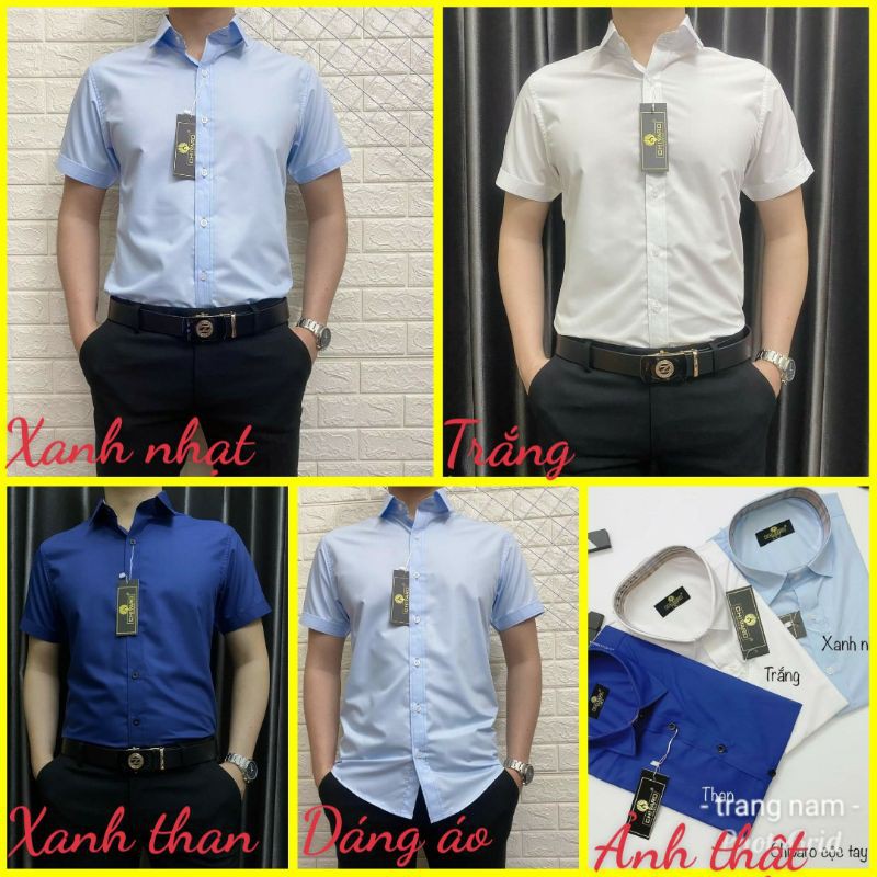 ÁO SƠ MI NAM CỘC TAY VẢI LỤA TRƠN