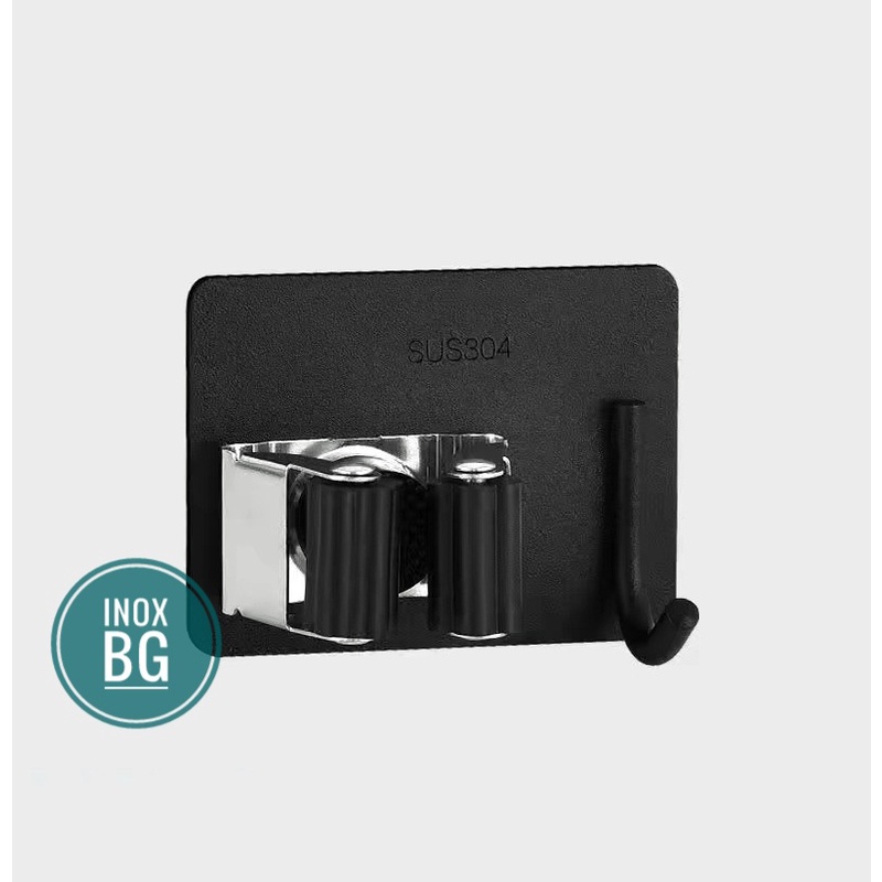 Móc dán tường giữ cây lau nhà, treo chổi inox 304