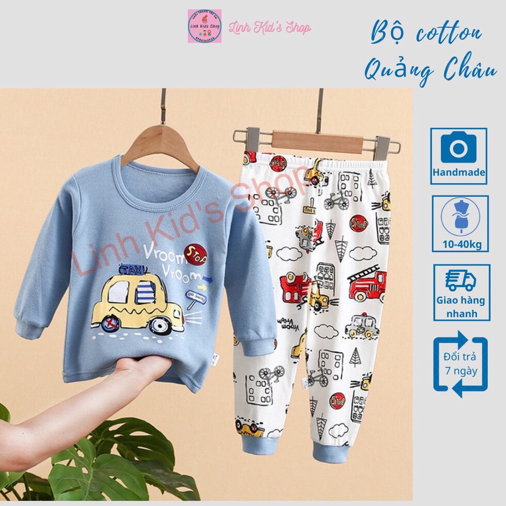 Bộ thu đông dài tay Quảng Châu chất cotton cho bé trai và bé gái 8-40kg size đại cồ