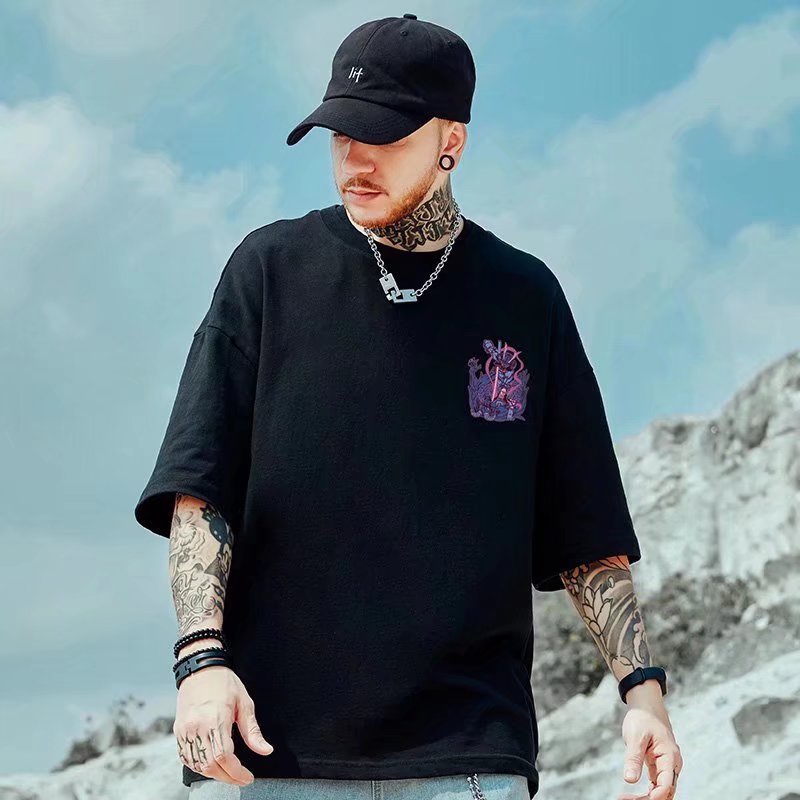 Áo Thun Tay Ngắn Dáng Rộng In Họa Tiết Hoạt Hình Phong Cách Nhật Bản Thời Trang Mùa Hè Cho Nam Và Nữ Size M-8XL