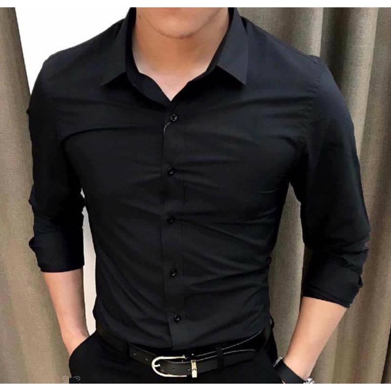 Sơ mi nam dài tay nam trắng đen chất vải cotton mềm mát D365-SM60