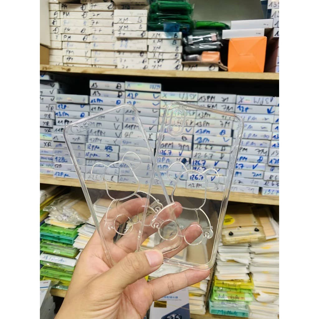 Ốp lưng silicon trong Gấu bearbrick dành cho iphone 14,   7 plus, 11,11 Pro max, 12,13 Pro , 13Promax, Siêu dễ thương