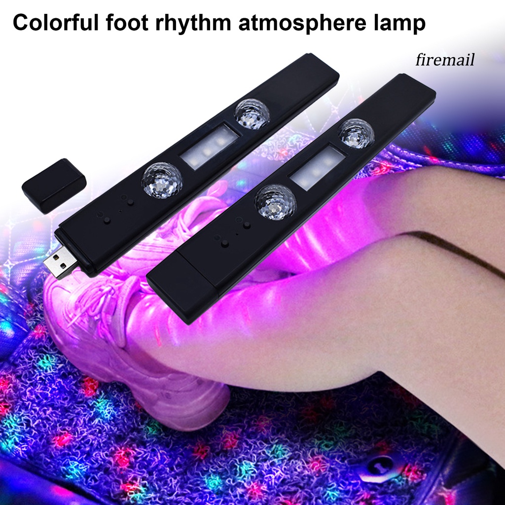 firemail 2Pcs Ambient Light Music Control Starry ABS Interior Lighting RGB USB Foot Lamp for Car