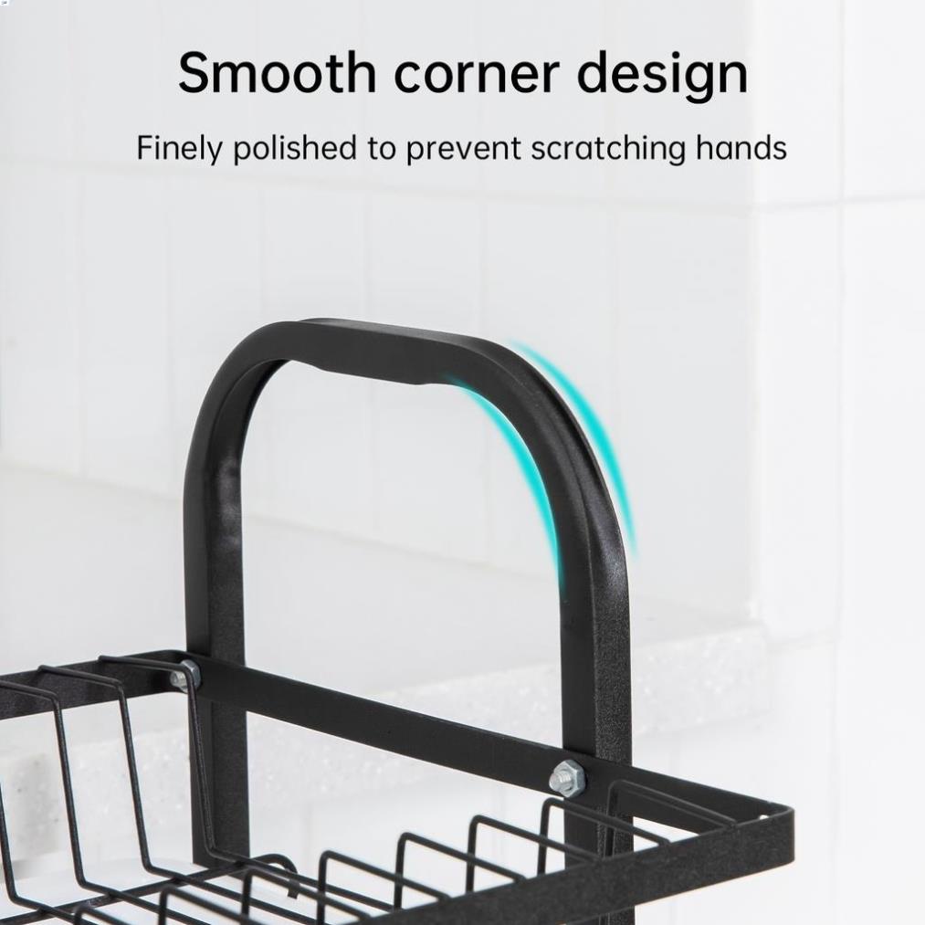 Kệ chén đĩa Deli - Sơn đen tĩnh điện Có Khay Hứng Nước, đầy đủ phụ kiện
