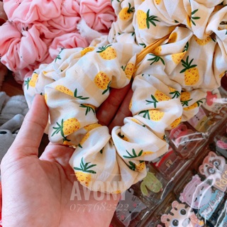 🍍 Cột tóc vải scrunchies in trái thơm