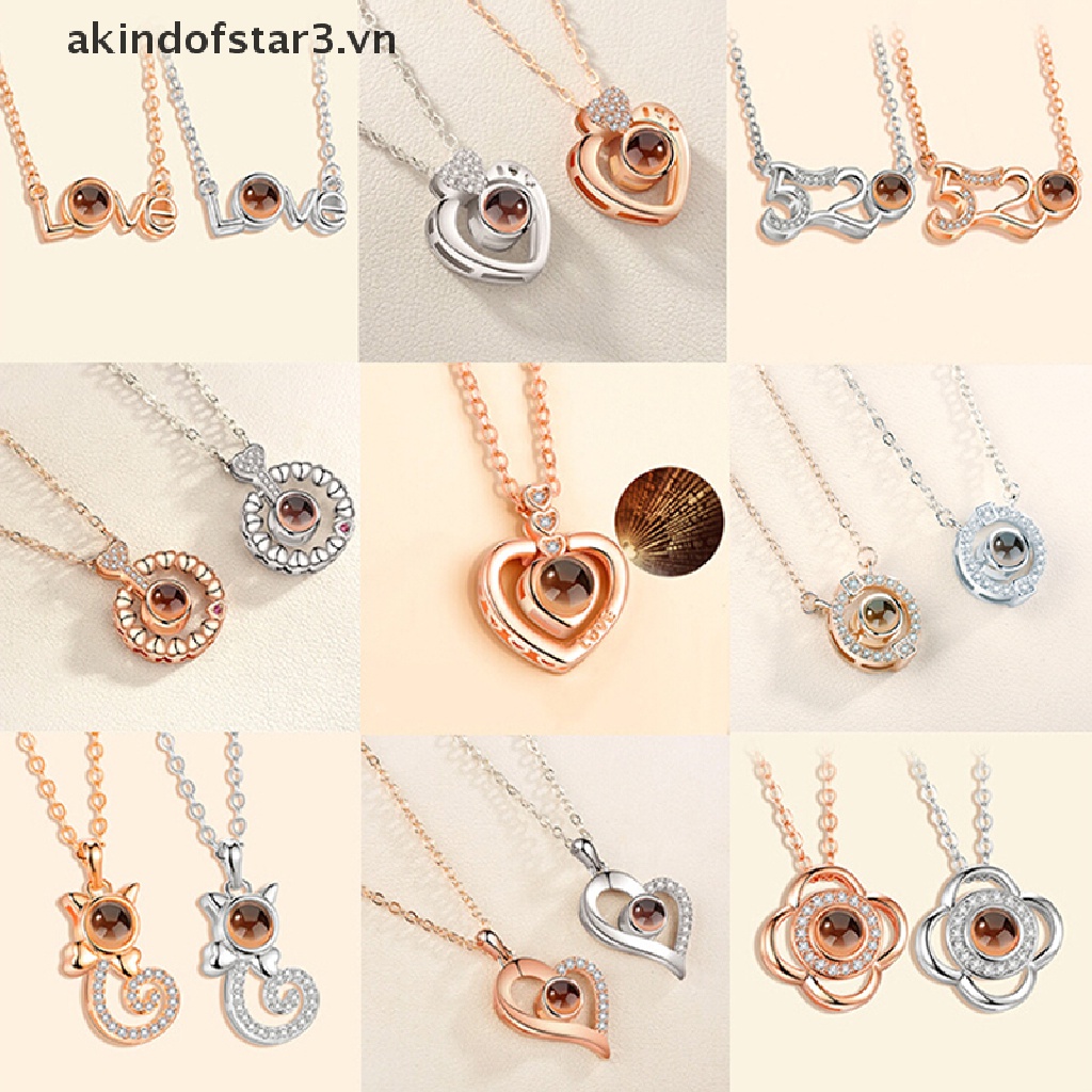 Vòng cổ mặt chiếu chữ I LOVE YOU in 100 ngôn ngữ cho bộ nhớ tình yêu {akindstar3.vn}