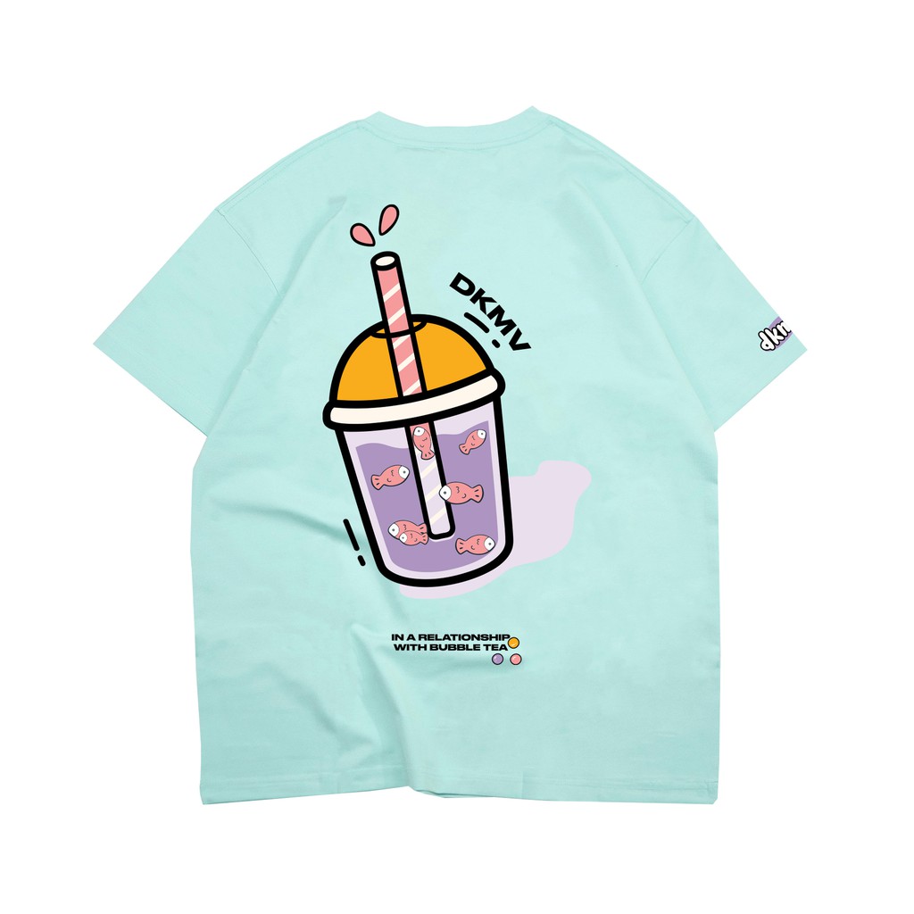 [Tặng túi Tote/Hình thật] Áo thun nữ cotton màu xanh form rộng | DKMV Blue Milk Tea Tee