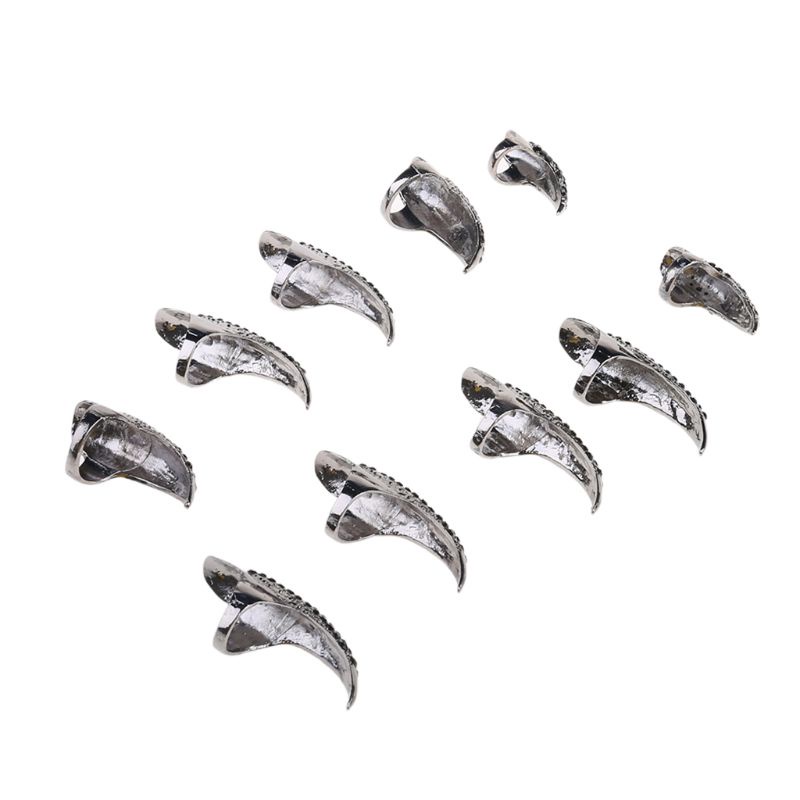 Set 10 Nhẫn Móng Vuốt Đại Bàng Phong Cách Gothic Cho Tiệc Halloween