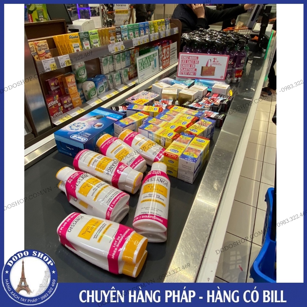 Cặp dầu xả, dầu gội Dessange trắng dành cho tóc yếu, tóc hư tổn, tóc thường