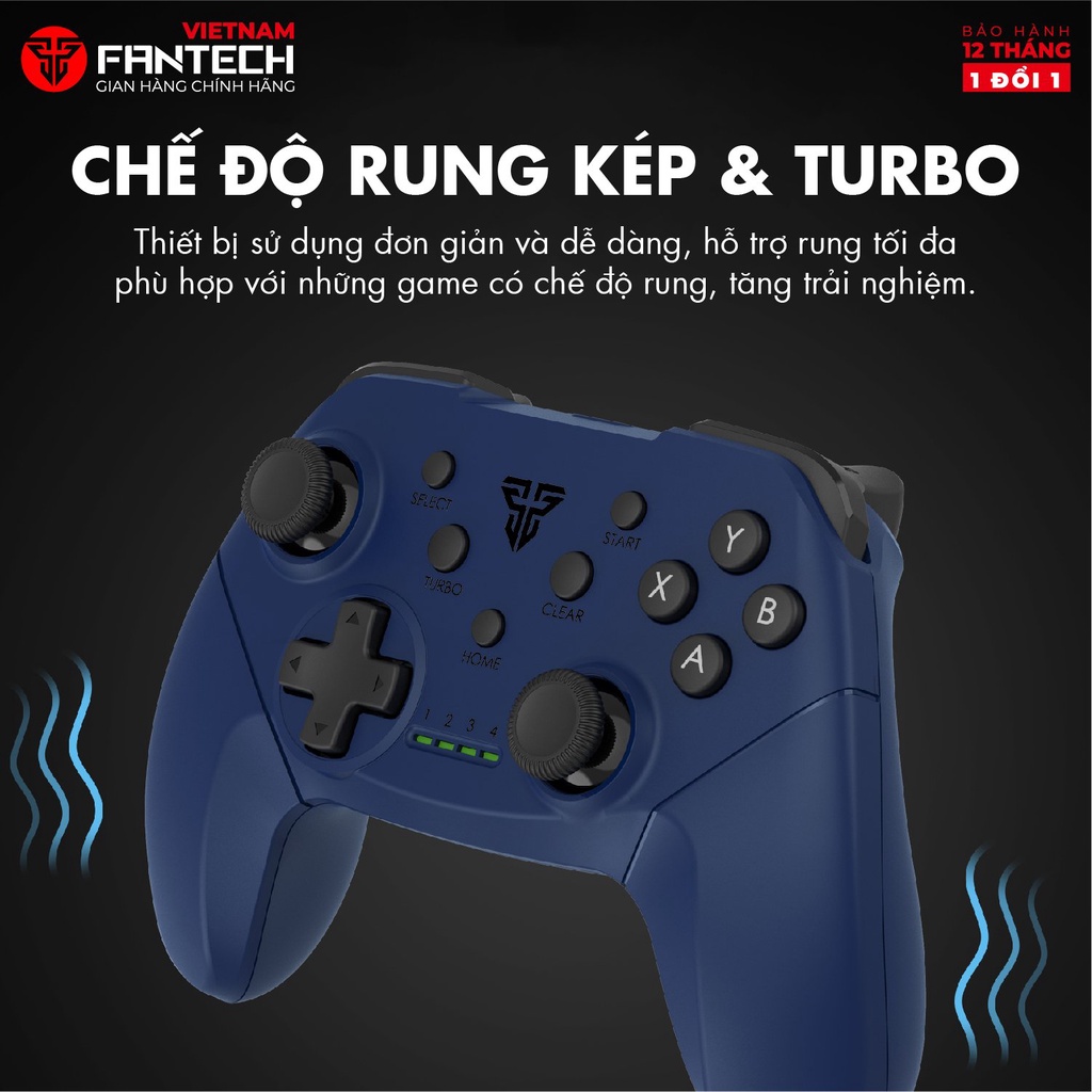 Tay Cầm Chơi Game Không Dây FANTECH SHOOTER II WGP13 Tương Thích PC,Console, Smart TV... 4 Chế Độ Cho Từng Thể Loại Game