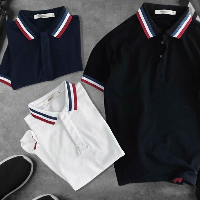Áo Thun Nam Polo Phối Viền Cổ Viền Tay Áo Thời Trang ERINA Tạo Cảm Giác Thoải Mái Khi Mặc
