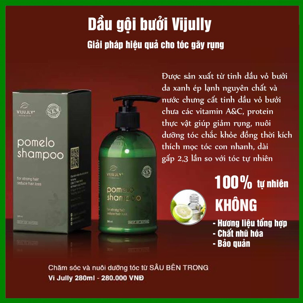 Dầu gội bưởi Vijully, Dầu gội Pomelo Shampo - Giảm rụng tóc, kích mọc tóc - 280ml