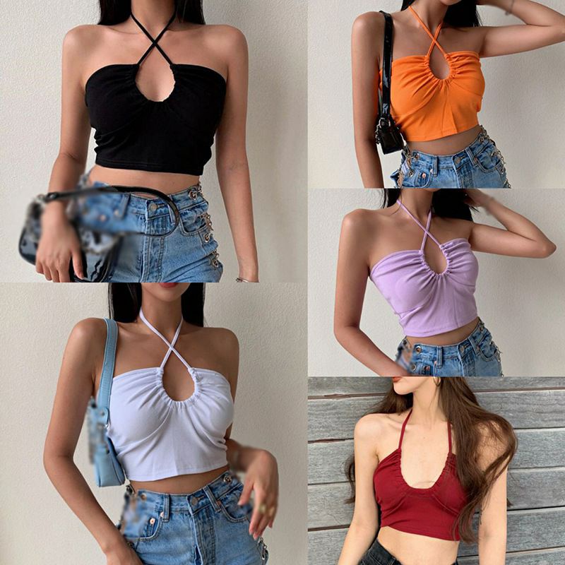 Áo Croptop luồn dây cột cổ Sexy phong cách HÀN QUỐC 14