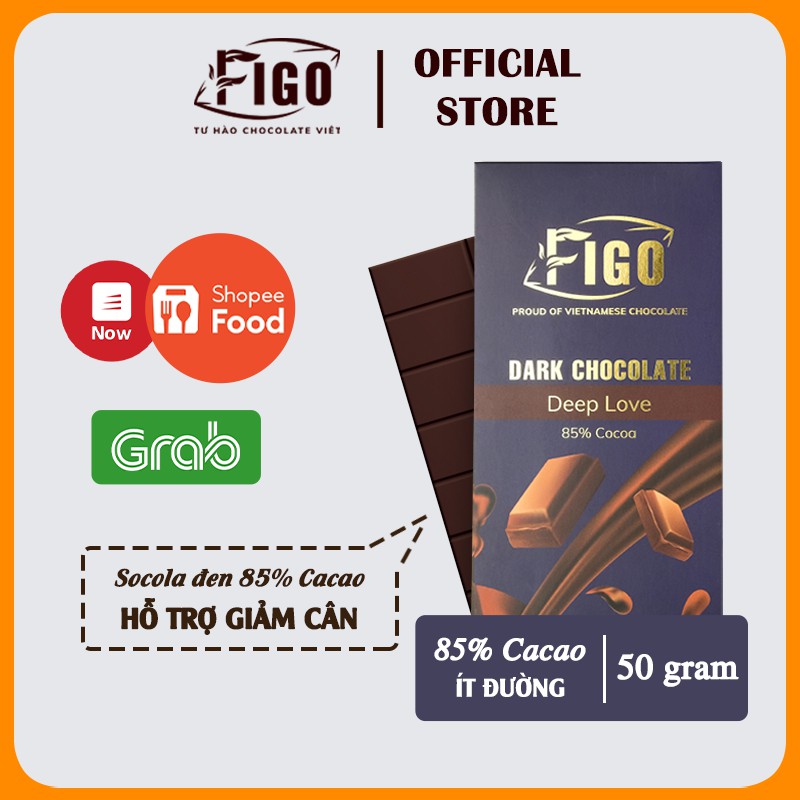 [Giảm cân, Keto] 2 Hộp Dark Chocolate 85% Cacao 100gr và 50gr Socola đen giảm cân Figo giá Ưu đãi tri ân khách hàng