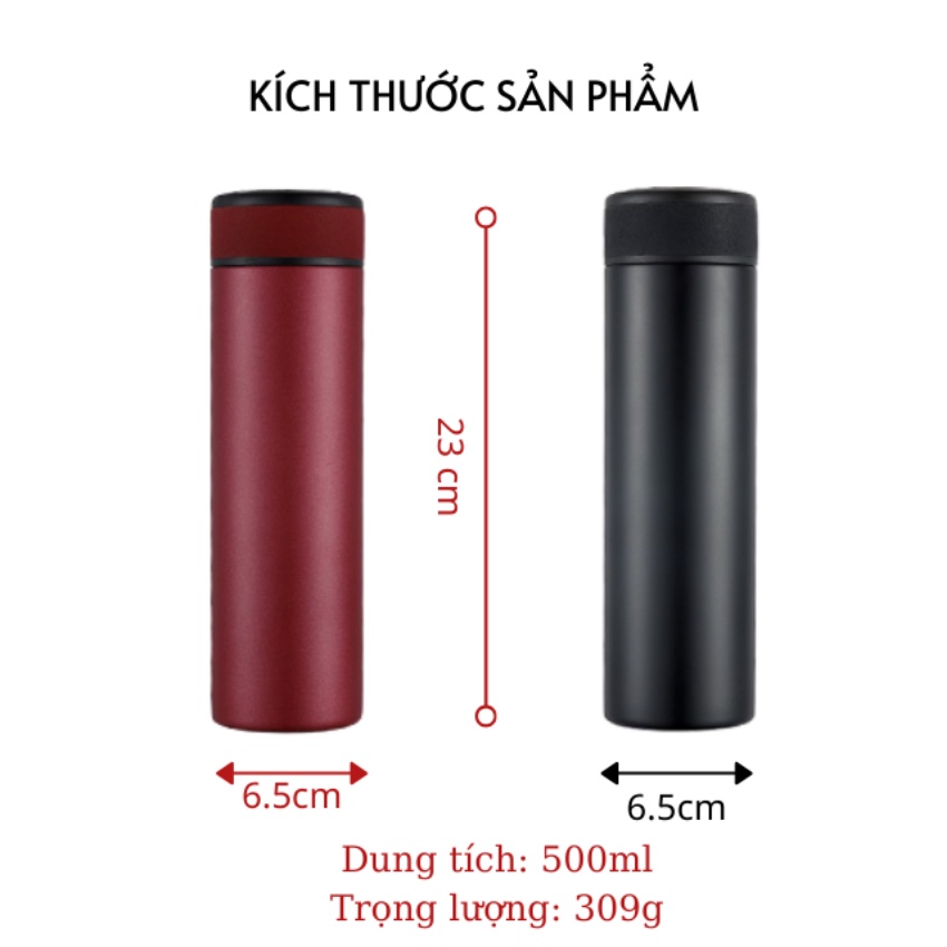 Bình Giữ Nhiệt Hiển Thị Nhiệt Độ Chất Liệu Inox 316 Dung Tích 500ml- Khắc Nội Dung Theo Yêu Cầu