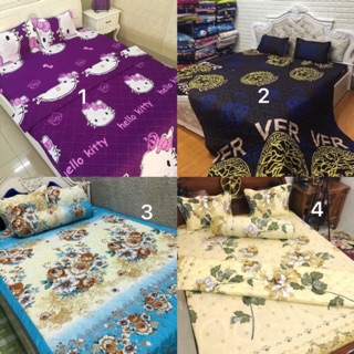 Bộ ga chun chăn hè kèm 2 vỏ gối nằm và 1 vỏ gối ôm