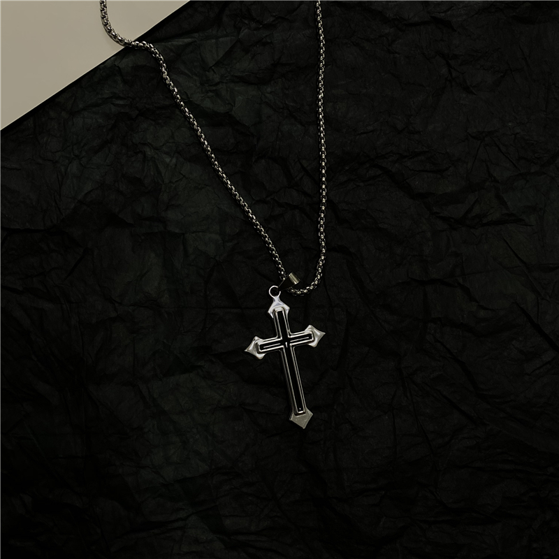 Dây Chuyền Thép Titan Dáng Dài Mặt Thánh Giá Phong Cách Harajuku Đường Phố 22082 Cho Cặp Đôi