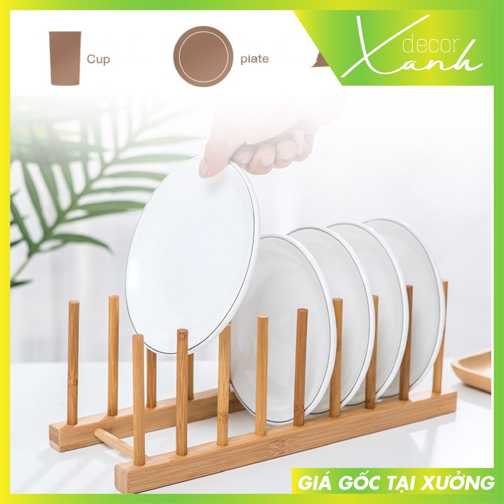 Kệ úp dĩa, giá trưng bày dĩa, giá trưng bày tạp chí bằng tre gỗ tiện lợi đẹp mắt nhiều kích thước