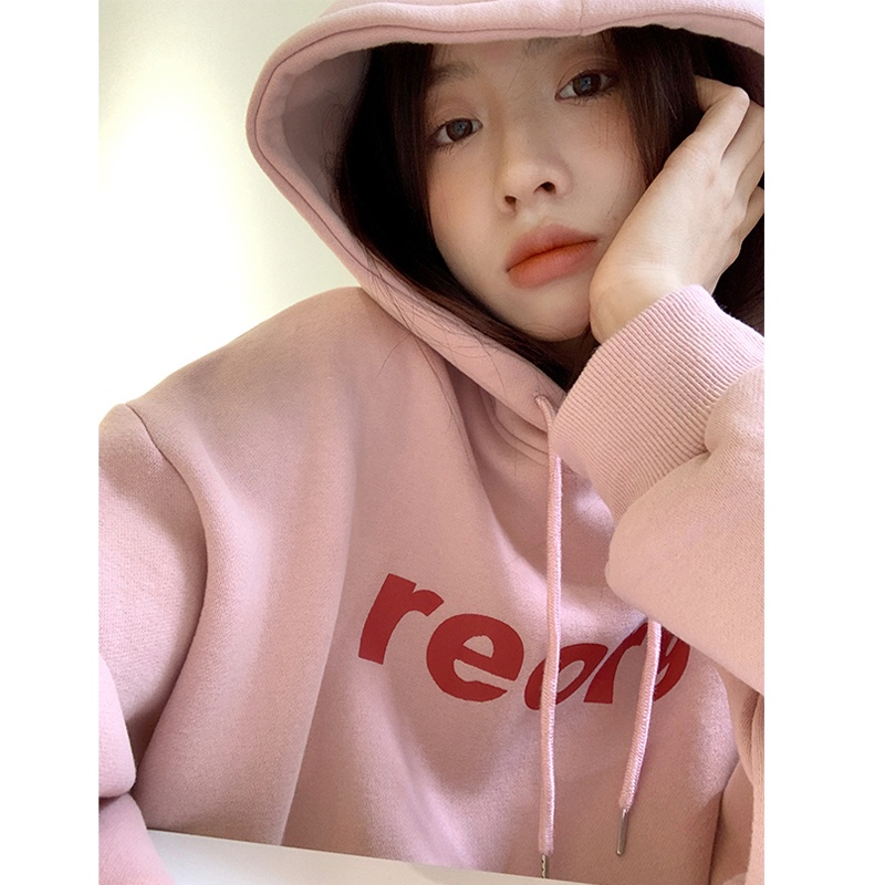 NRVP Áo Hoodie Nữ Tay Dài Dáng Rộng Thời Trang Phong Cách Hàn Quốc