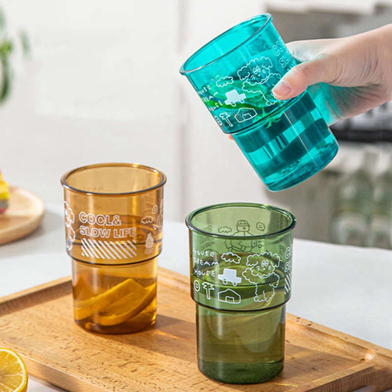 Cốc Nhựa Uống Nước In Chữ Dễ Thương Có Thể Xếp Chồng Lên Nhau Tiện Dụng Cho Gia Đình
