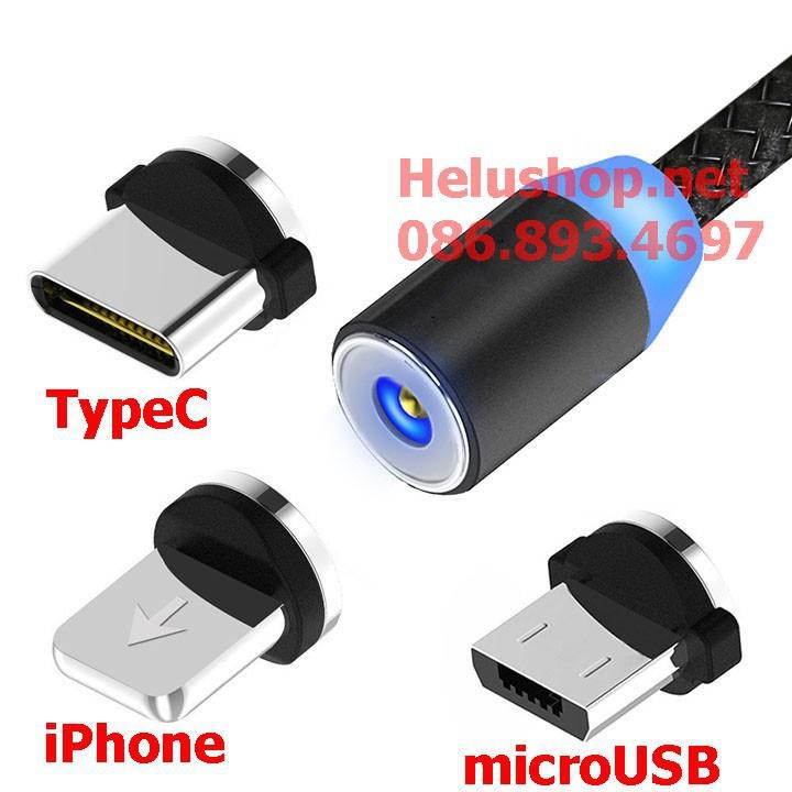 Dây Sạc Iphone/Samsung💖Dây Sạc Nam Châm 3 Đầu, micro USB | Type C