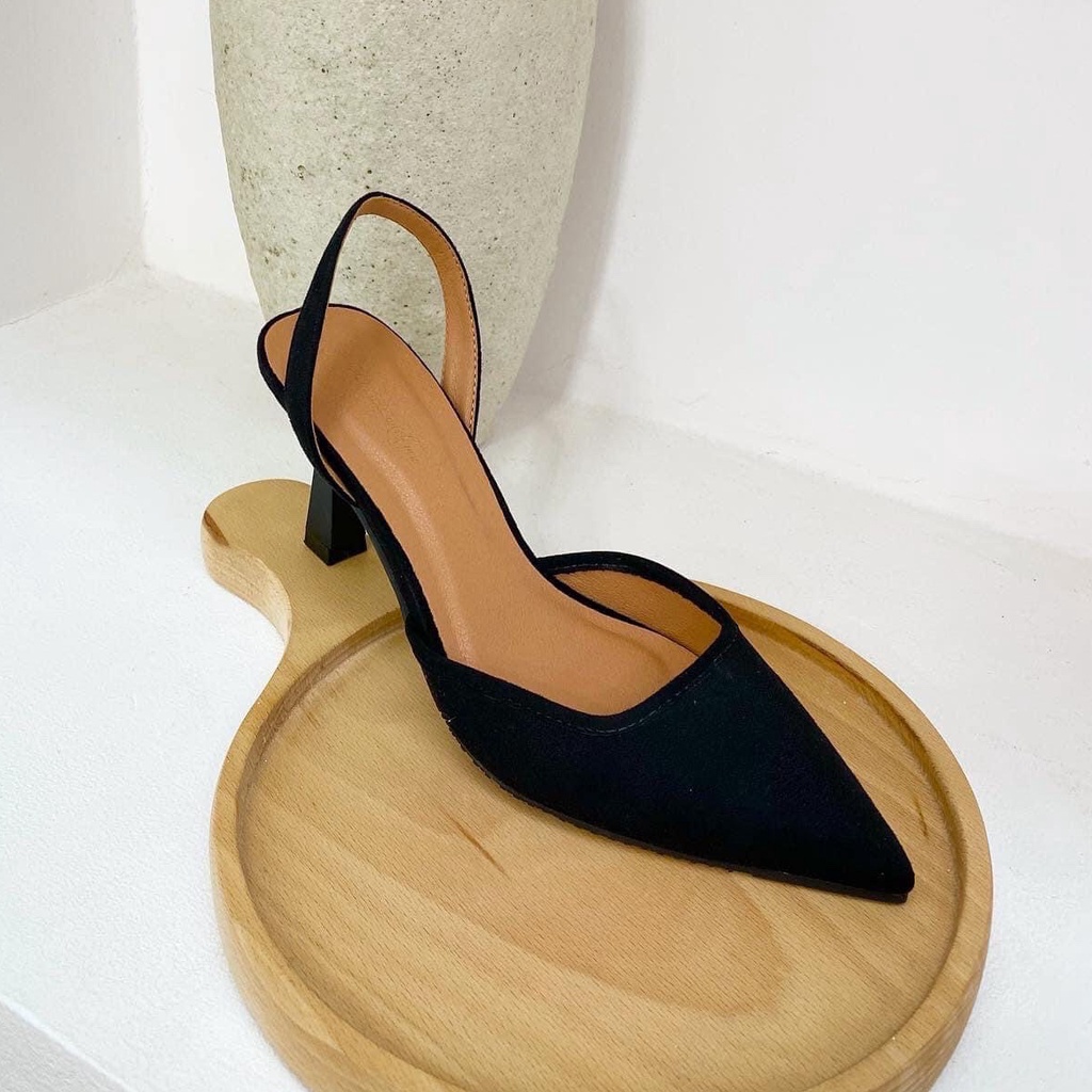 Giày cao gót nữ mũi nhọn, giày sandal cao gót 5p thanh lịch, kiểu dáng slingback tiện lợi, êm chân GUUEM GCL111