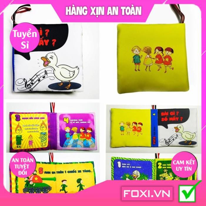 ComBo 6 Sách Vải Song ngữ Giáo dục mầm non giúp bé Kích thích thị giác-xúc giác-thính giác-Đồ chơi giáo dục sớm cho bé