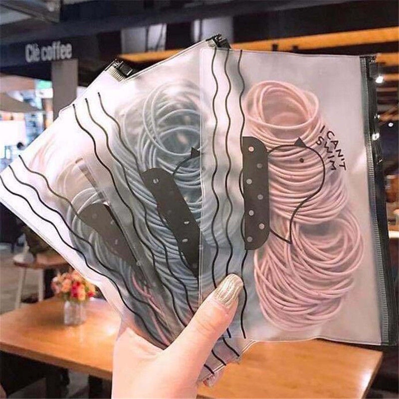 Combo 100 dây thun cột tóc kèm túi nhiều màu đơn giản giá rẻ dễ thương CB14