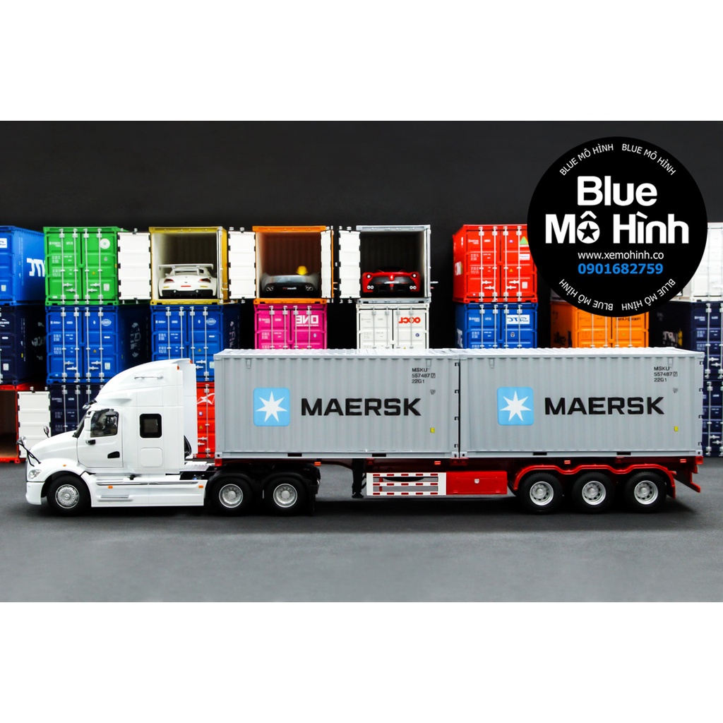 Blue mô hình | Xe mô hình container xe đầu kéo JAC Truck 1:24