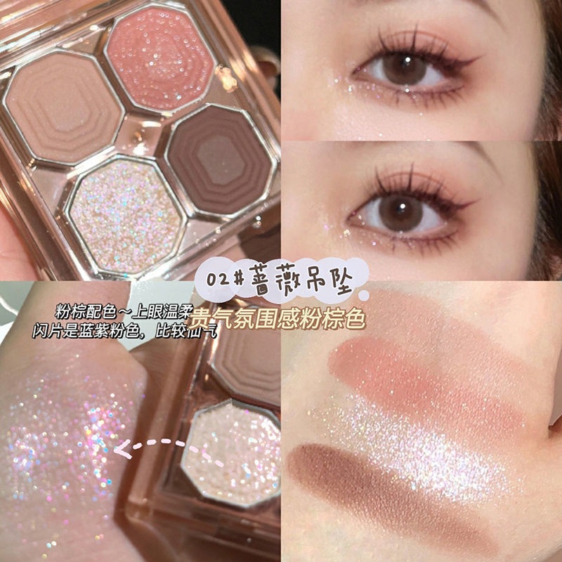 [Trang Sức Đẹp Của Aishang] Mỹ Phẩm Trà Sữa Xoắn Màu Trắng!Bảng Phấn Mắt Bốn Màu Sắc Hiệu Ứng Lì Ánh Ngọc Trai Không Thấm Nước