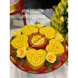 Khuôn ấn Xôi Tròn 12Cm phước lộc thọ song hỷ hoa hồng