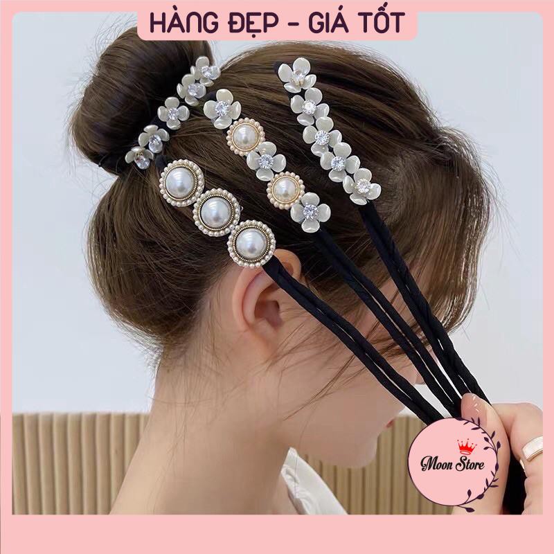 Thanh búi tóc cài búi tóc đính hoa style Hàn Quốc siêu xinh KT10