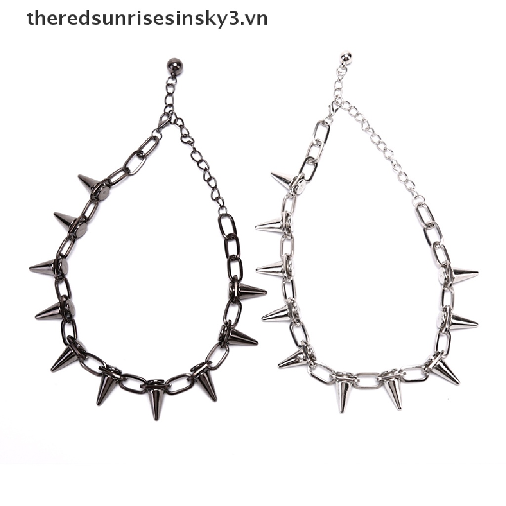 ^ ~ ^ Vòng Cổ Choker Đinh Tán Đinh Tán Mới Punk Rock Biker Link