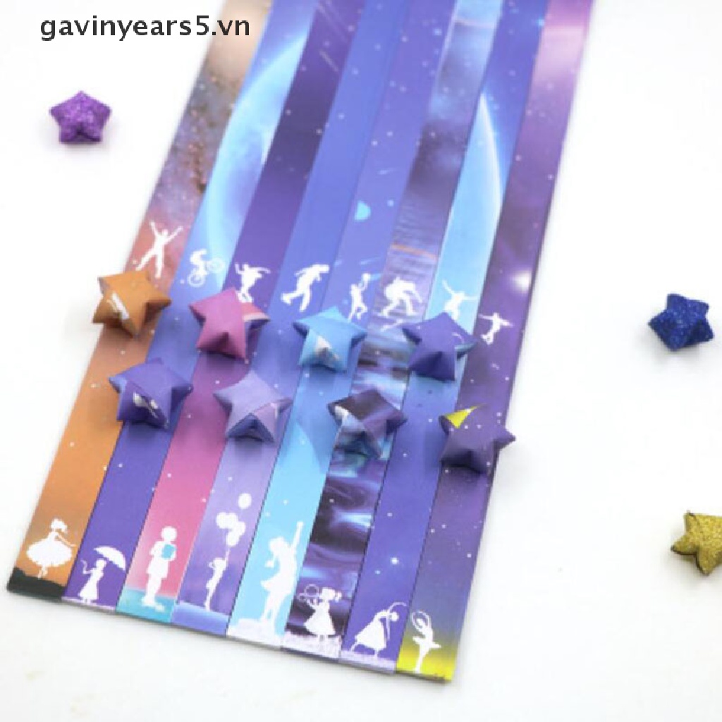 Set 136 giấy gấp sao may mắn hoạ tiết vũ trụ
