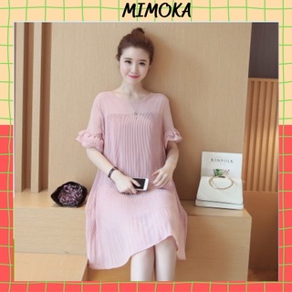 Đầm bầu voan Mimoka MM19 váy bầu thời trang thiết kế dáng suông voan 2 lớp