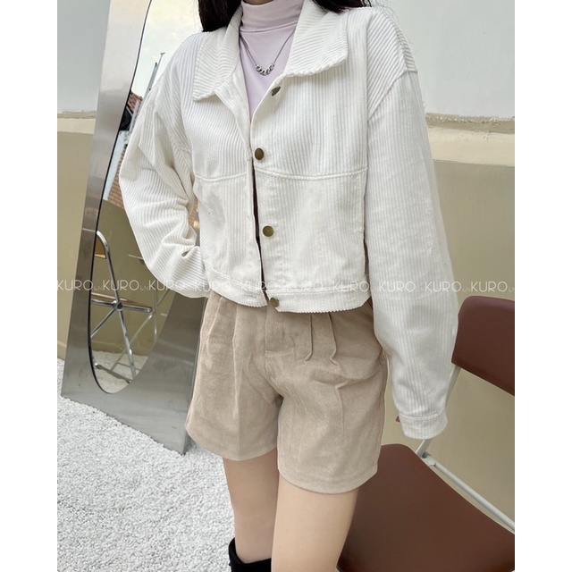 Áo khoác croptop phối li vai 3 màu (Hàng có sẵn)