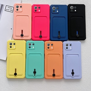 Ốp điện thoại silicon có ngăn đựng thẻ cho Xiaomi Mi 11 Lite 5G NE 10T Poco X3 NFC X3 Pro M3 F3 Redmi K40 Pro