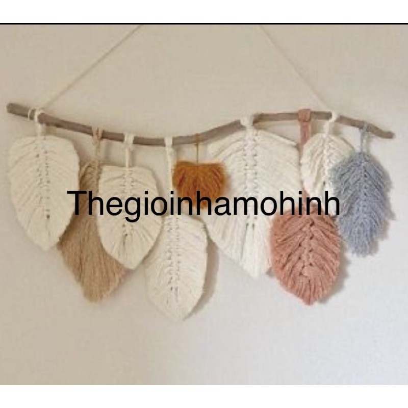 Macrame lá treo trang trí phòng khách, quán cà phê, homstay