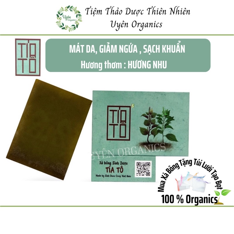 Xà bông tía tô thiên nhiên hữu cơ organics handmade an toàn lành tính thảo dược giảm ngứa giảm mụn