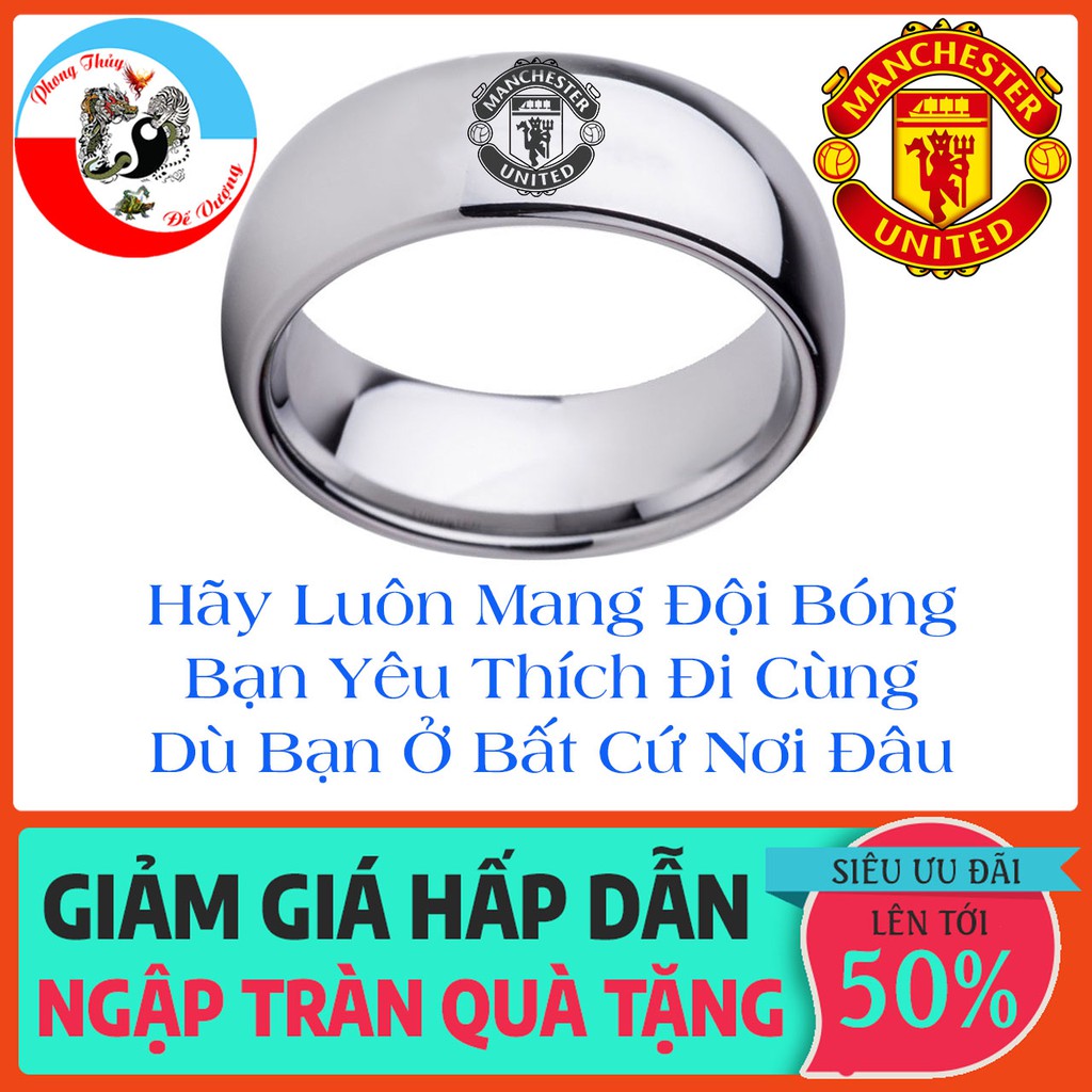 Nhẫn Nam Nữ Phong Cách Đẹp Ngầu Titan Không Gỉ Logo Manchester United Fan Christiano Ronaldo