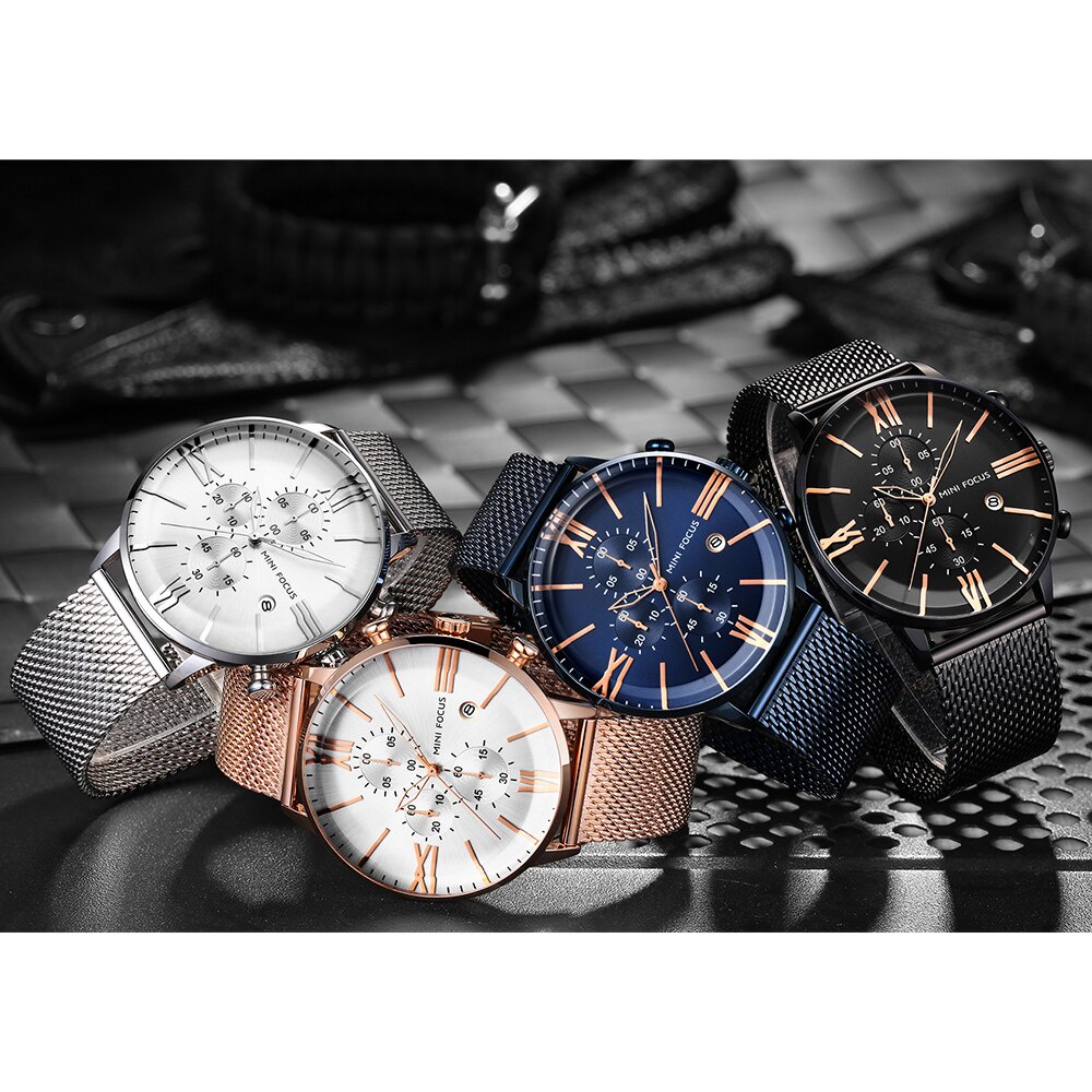 Mini FOCUS Đồng Hồ Quartz Nam Hiển Thị Ngày Đa Năng Chống Thấm Nước Thời Trang