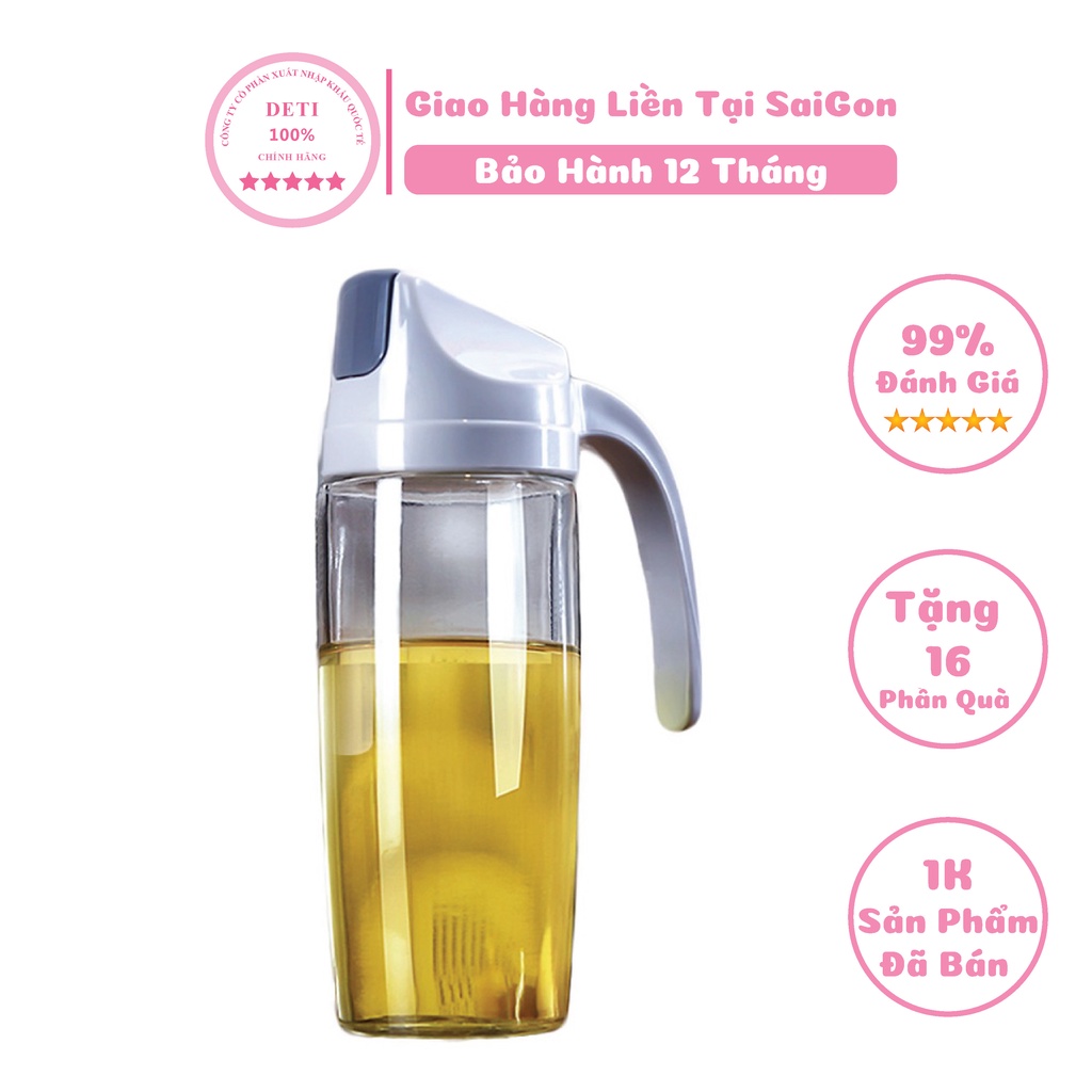Bình đựng dầu ăn lọ thủy tinh tự động mở nắp khi rót 630ml hàng chính hãng bảo hành 12 tháng