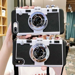 Emily in Paris 3D Design Retro Camera Cover Case For IPhone X XS XR SE 2020 11 PRO MAX 5 5S 6 6s 7 8 Plus Diagonal Phone Shell with Long Strap Rope