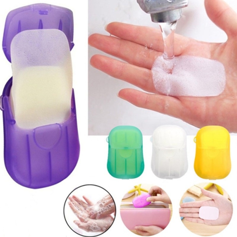 Set 20/50 Miếng Xà Phòng Giấy Mini Dùng Một Lần Đa Ứng Dụng