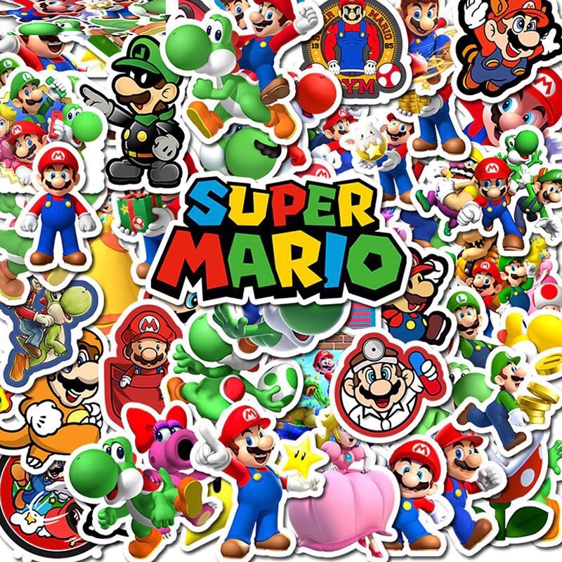 Sticker Super mario set 30-50 cái khácu ép lụa / hình dán Super Mario